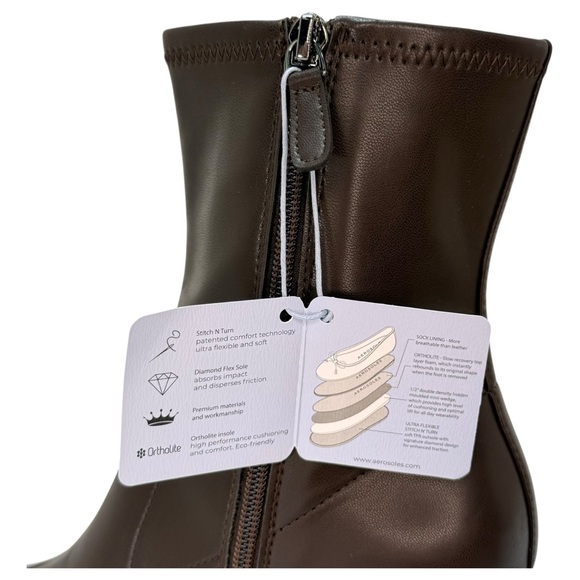 Aerosoles Cinnamon Brown Faux Leather Womens Ankle Boots Size 7.5W - Picture 7 of 13